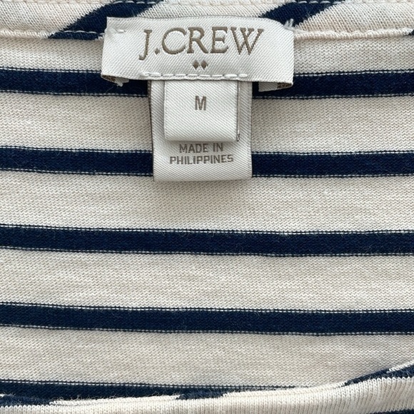 J Crew Striped Cotton Top 3/4 Sleeves Medium - Picture 3 of 3